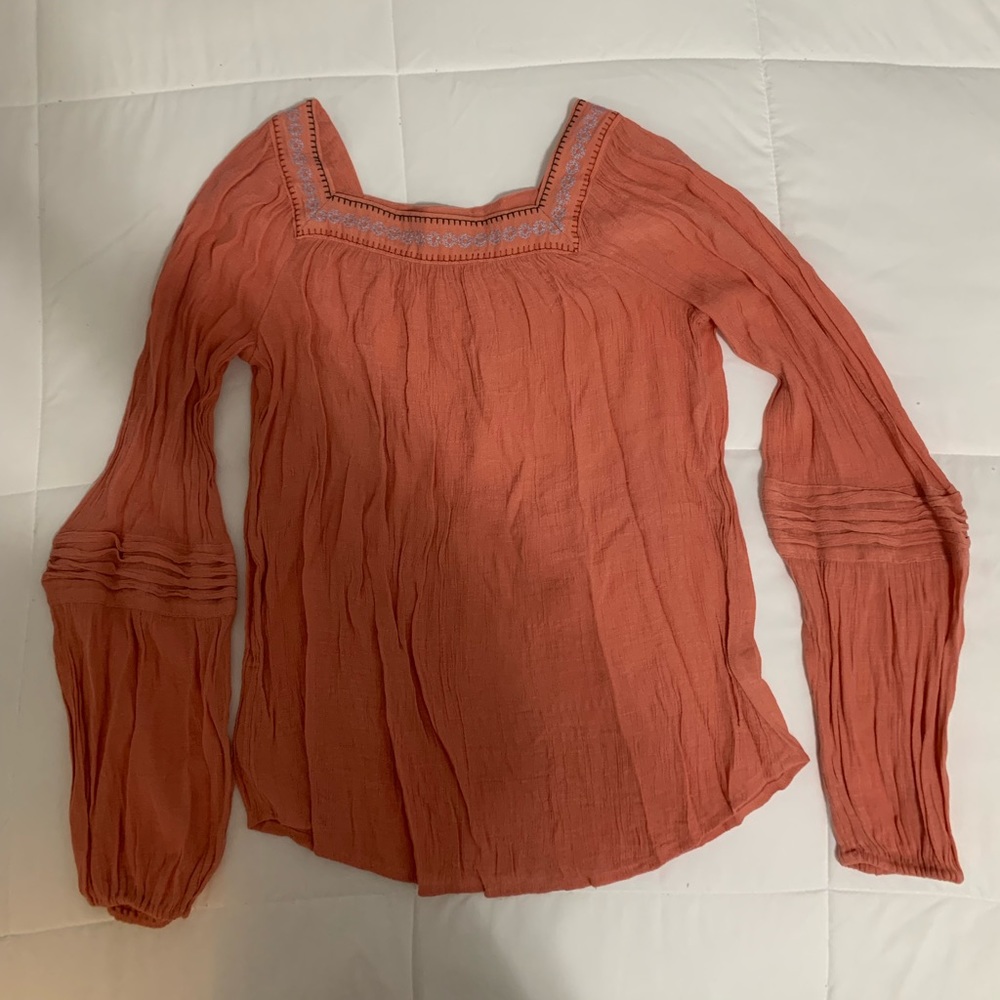 Lauren Conrad Salmon Long Sleeve Blouse
